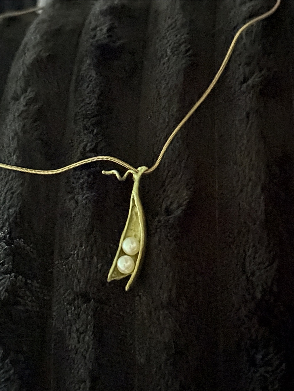 Two Peas in a  Pod Pendant Necklace with Twin Pearls